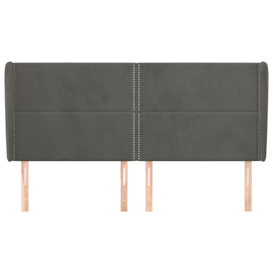 Tête de lit avec oreilles Gris foncé 183x23x118/128 cm Velours - 3