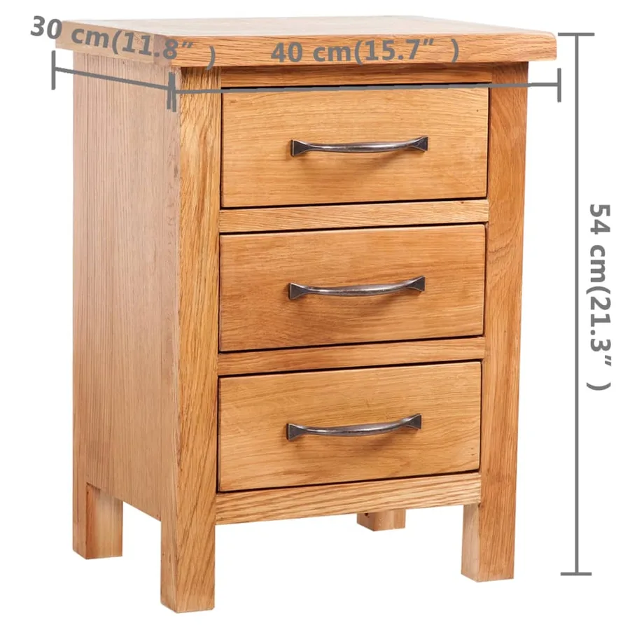 Table de chevet avec 3 tiroirs 40x30x54 cm Bois de chêne massif - 5