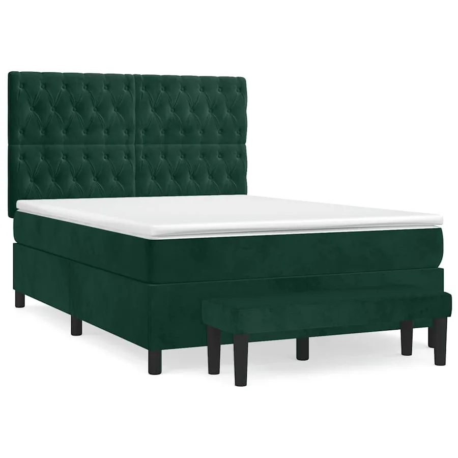 Sommier à lattes de lit et matelas Vert foncé 140x190cm Velours - 2