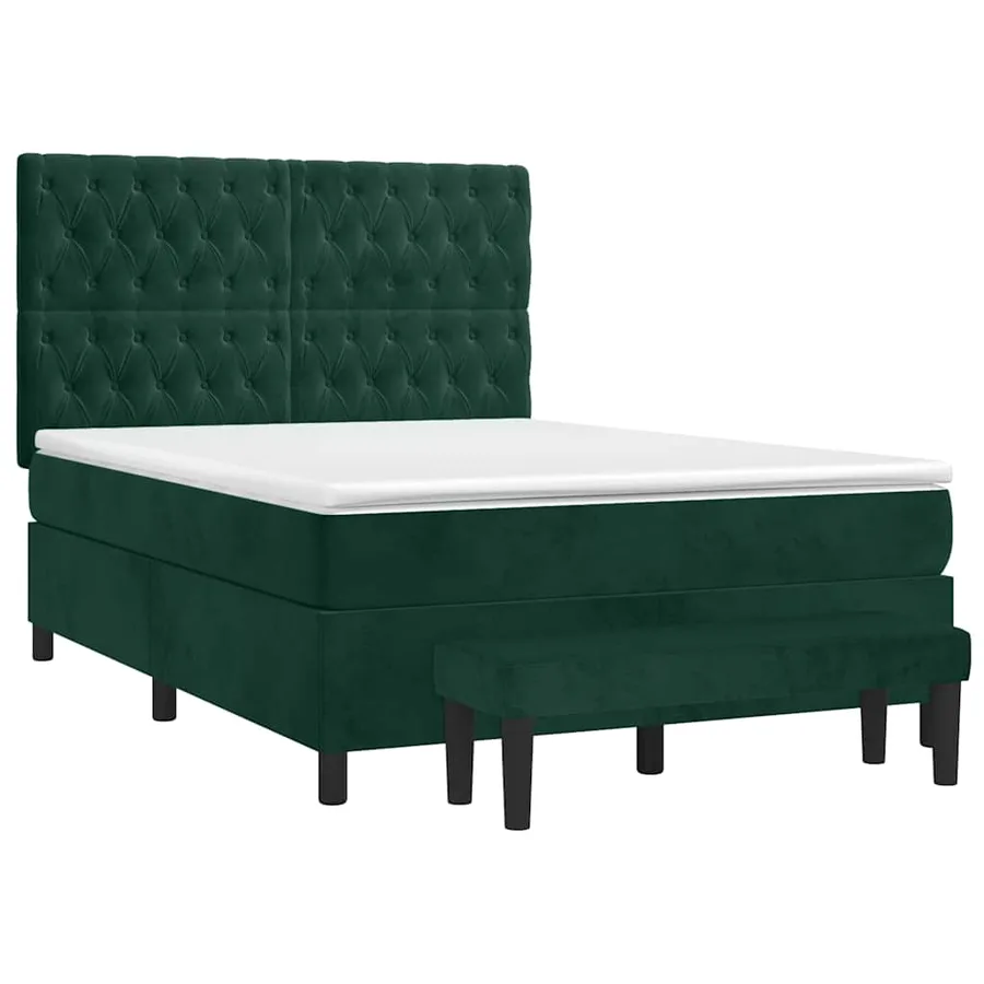 Sommier à lattes de lit et matelas Vert foncé 140x190cm Velours - 3
