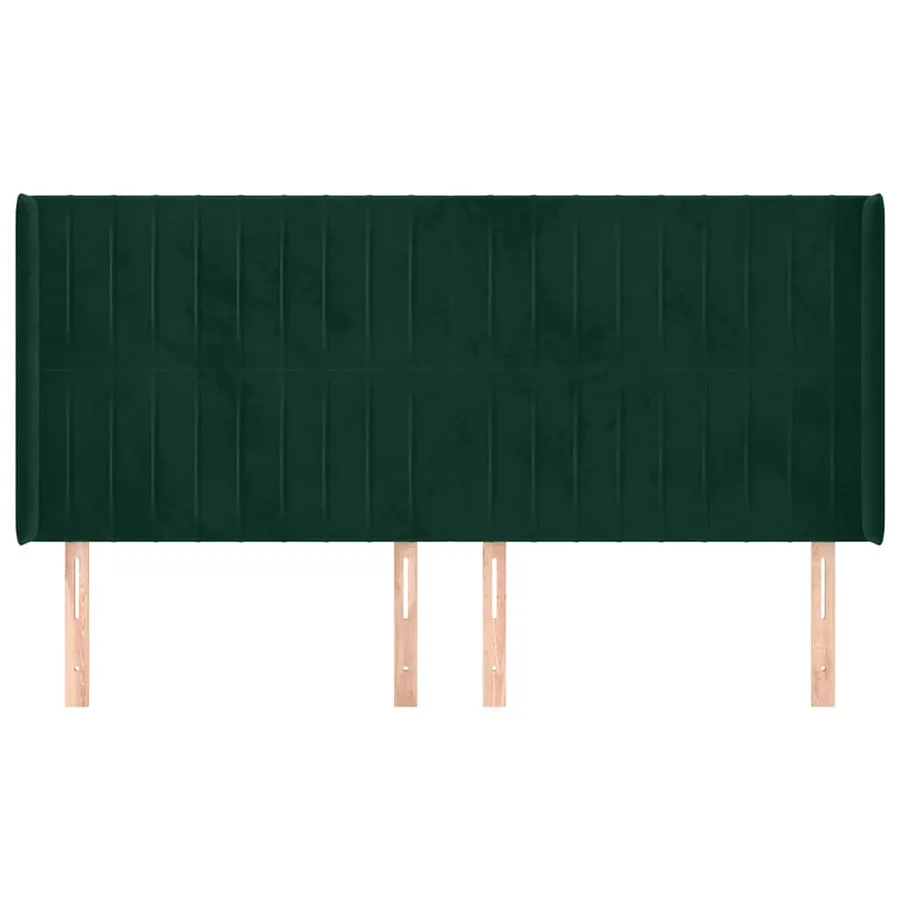 Tête de lit avec oreilles Vert foncé 203x16x118/128 cm Velours - 3