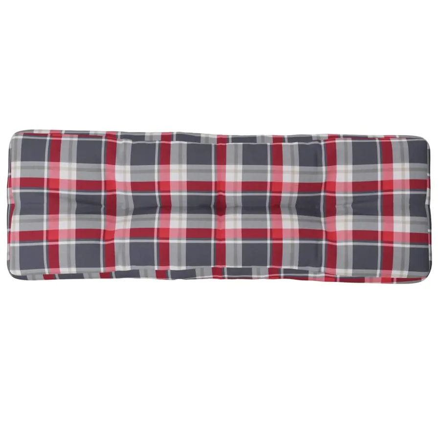 Coussin de palette motif à carreaux rouge 120x40x12 cm tissu - 2