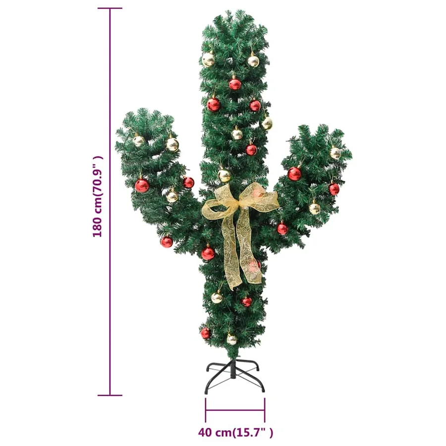 Cactus de Noël avec support et LED Vert 180 cm PVC - 9