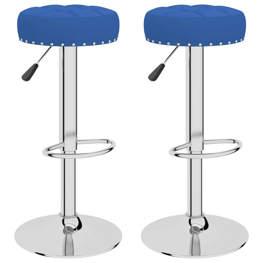 Tabourets de bar lot de 2 bleu tissu - 2
