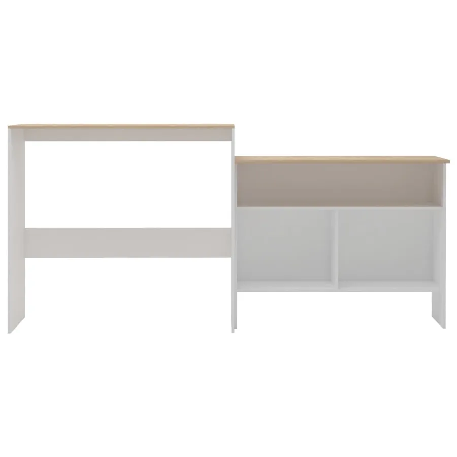 Table de bar avec 2 dessus de table Blanc et chêne 130x40x120cm - 3