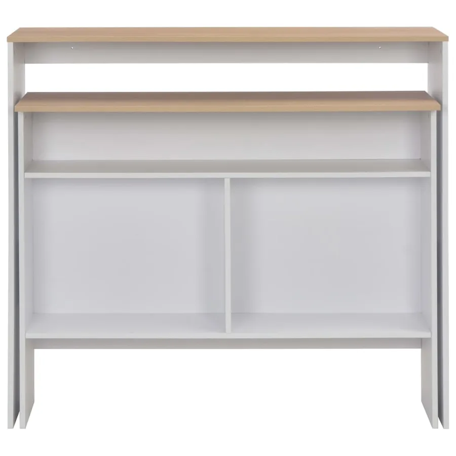 Table de bar avec 2 dessus de table Blanc et chêne 130x40x120cm - 4