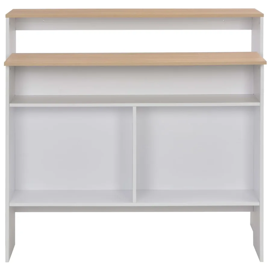 Table de bar avec 2 dessus de table Blanc et chêne 130x40x120cm - 5