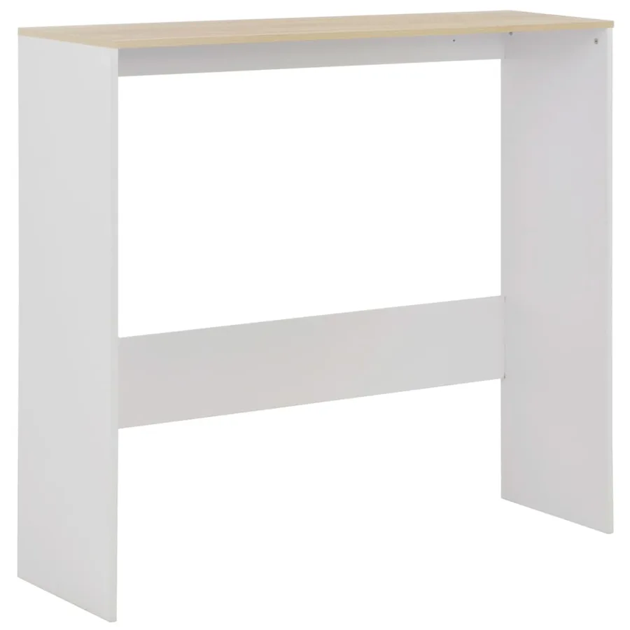 Table de bar avec 2 dessus de table Blanc et chêne 130x40x120cm - 7