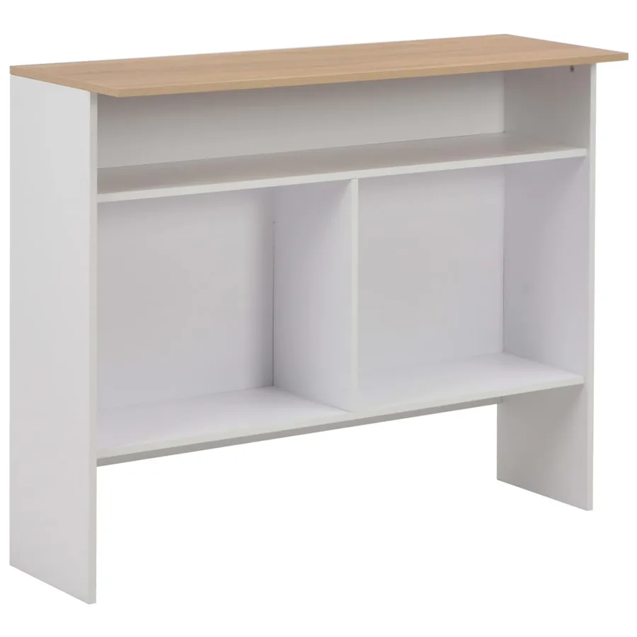 Table de bar avec 2 dessus de table Blanc et chêne 130x40x120cm - 8