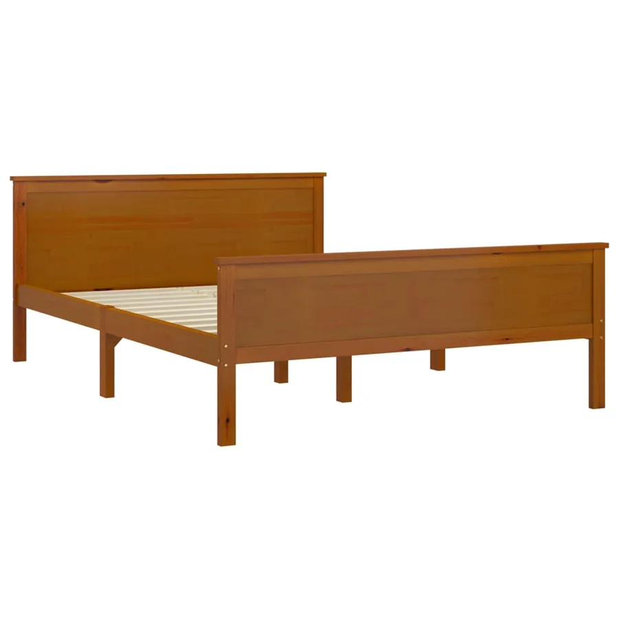 Cadre de lit sans matelas marron miel pin massif 120x200 cm - 3
