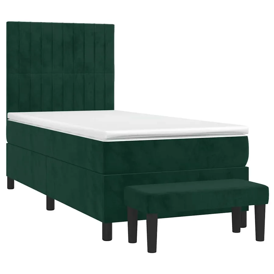 Sommier à lattes de lit et matelas Vert foncé 80x200 cm Velours - 3