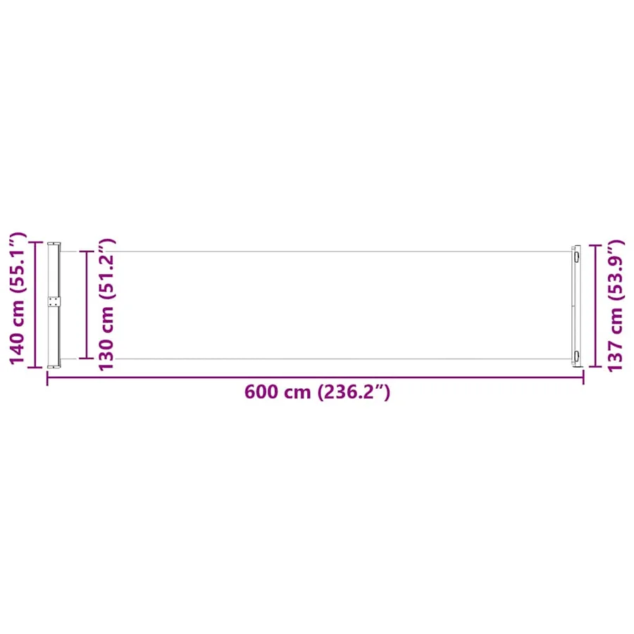Auvent latéral rétractable de patio 140x600 cm Rouge - 11