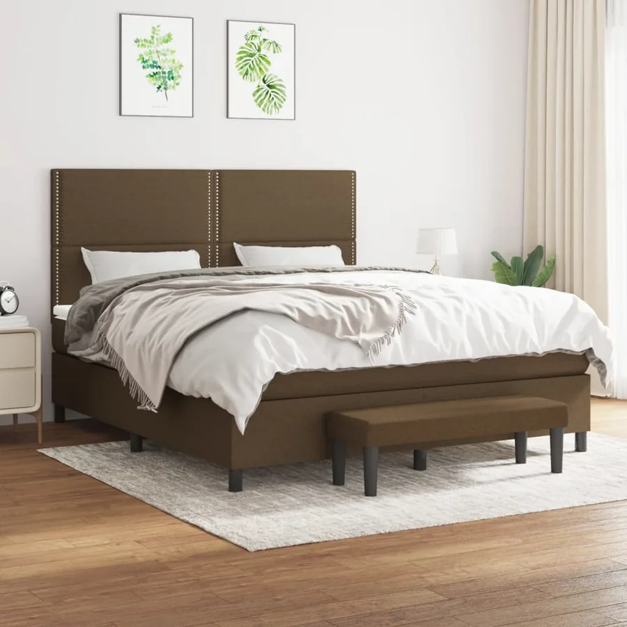 Sommier à lattes de lit avec matelas Marron foncé 180x200 cm