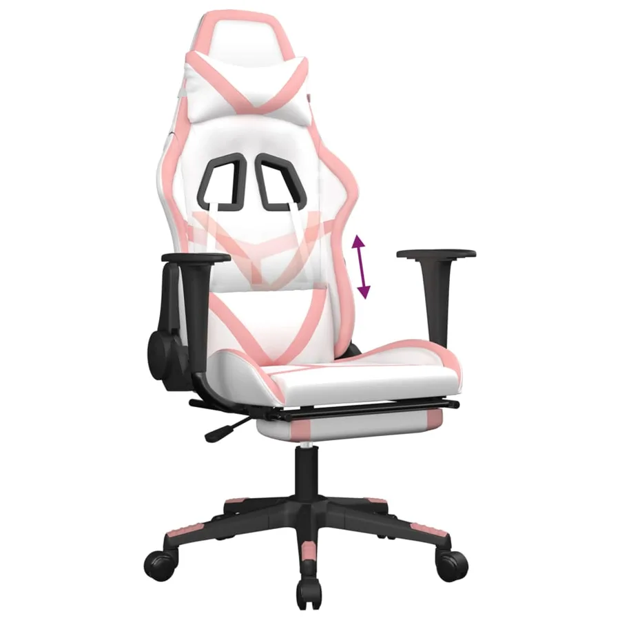 Chaise de jeu avec repose-pied Blanc et rose Similicuir - 8