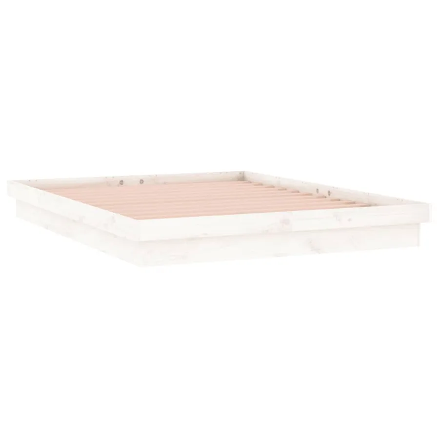 Cadre de lit à LED sans matelas blanc bois massif - 6