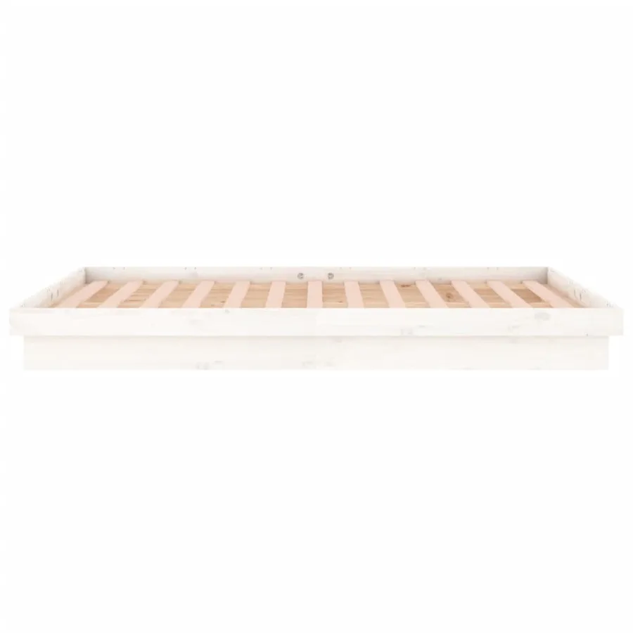 Cadre de lit à LED sans matelas blanc bois massif - 8