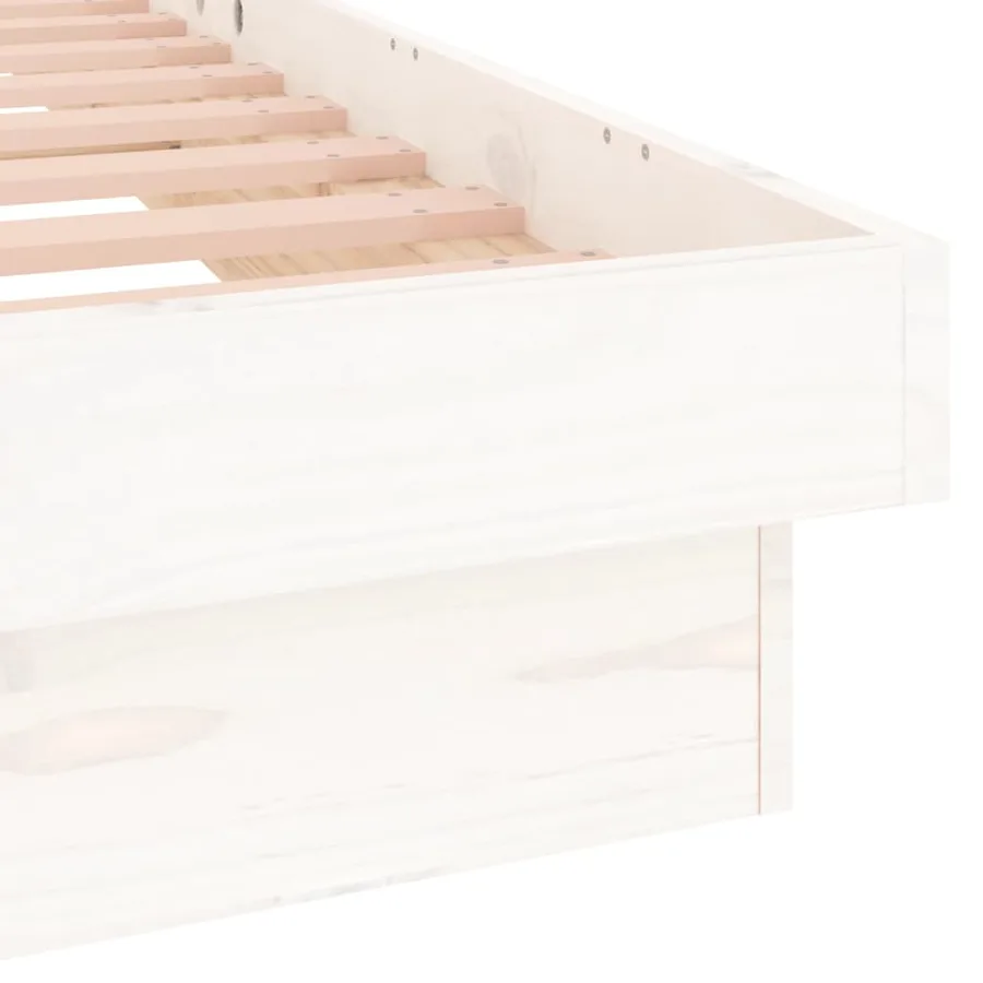 Cadre de lit à LED sans matelas blanc bois massif - 9