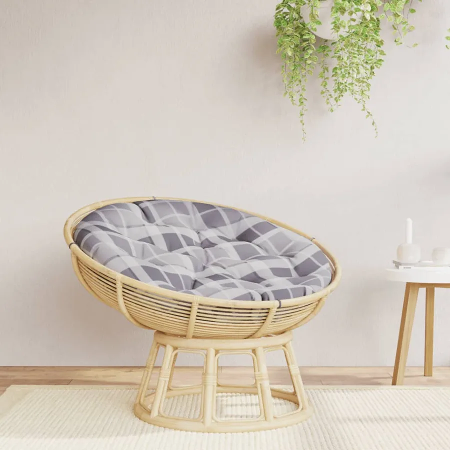 Coussin rond motif à carreaux gris Ø 100 x11 cm tissu oxford