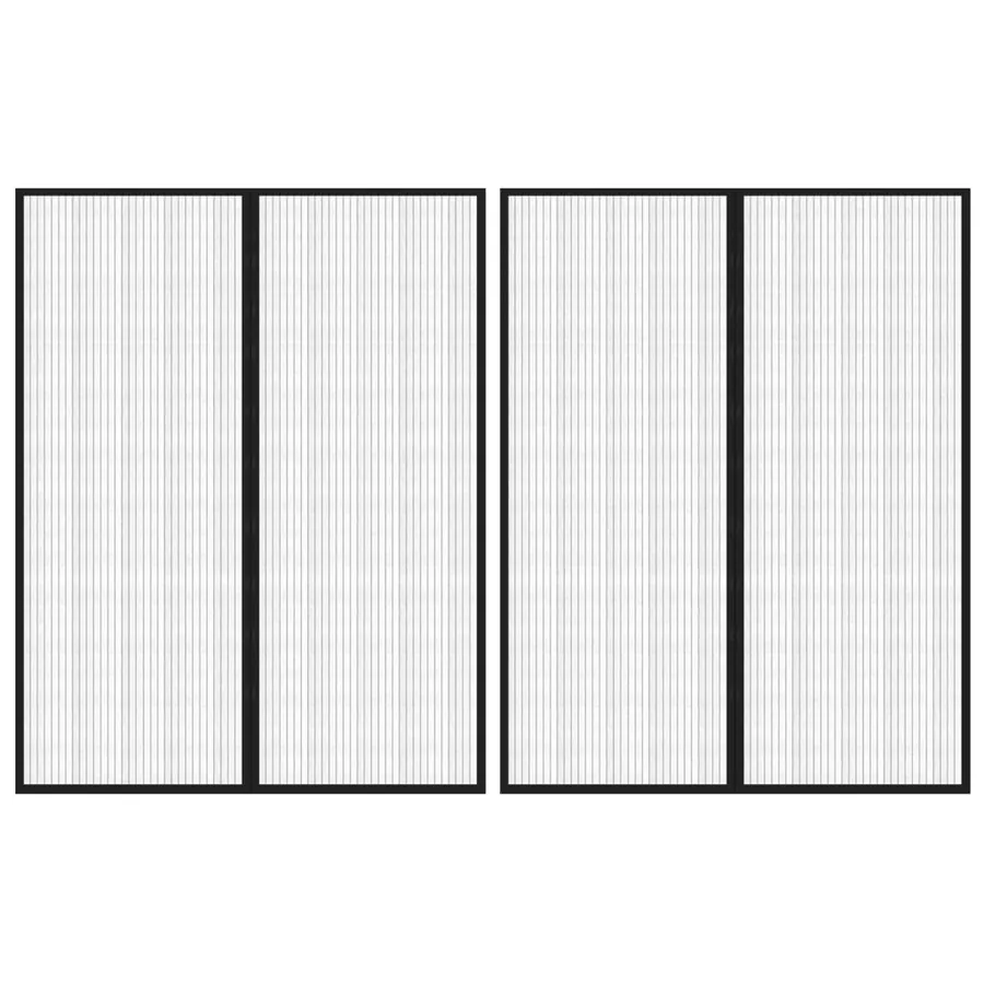 Rideaux de porte anti-insectes 2 pcs et aimants noir 230x160 cm