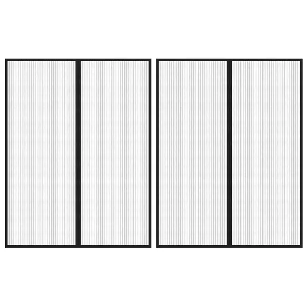 Rideaux de porte anti-insectes 2 pcs et aimants noir 230x160 cm