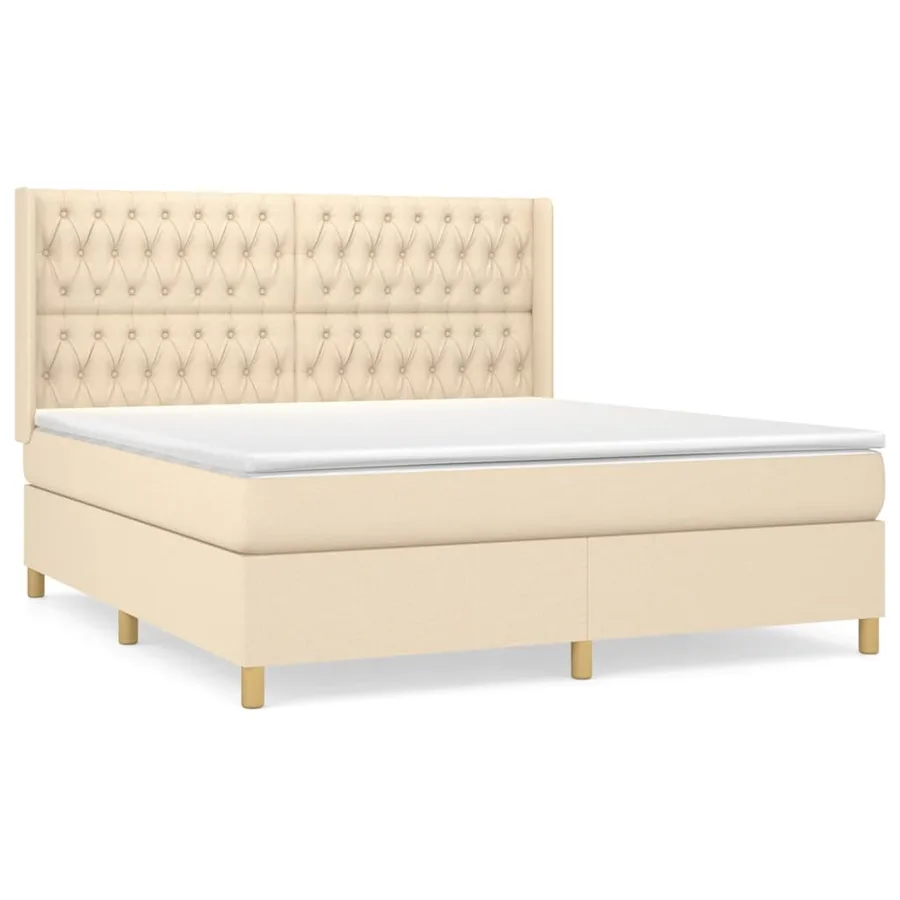Sommier à lattes de lit avec matelas Crème 180x200 cm Tissu - 2