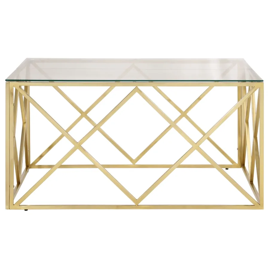 Table basse doré acier inoxydable et verre trempé - 3