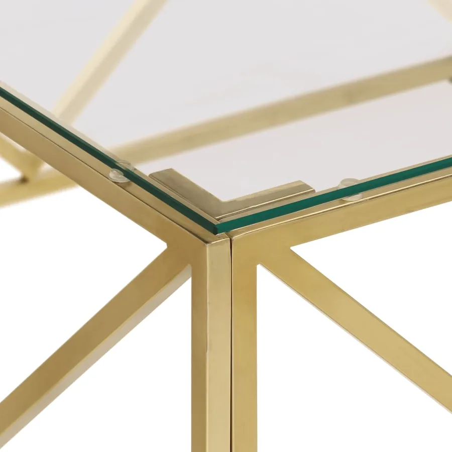 Table basse doré acier inoxydable et verre trempé - 5