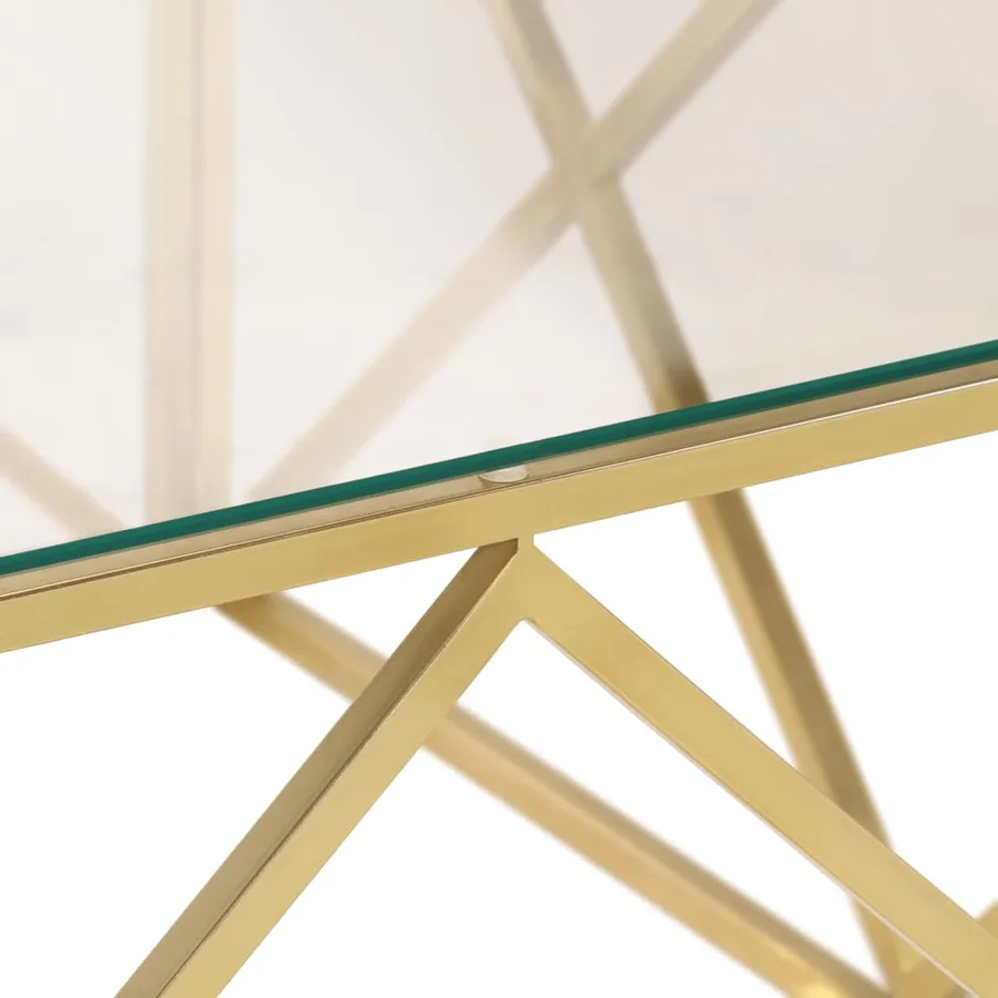 Table basse doré acier inoxydable et verre trempé - 7
