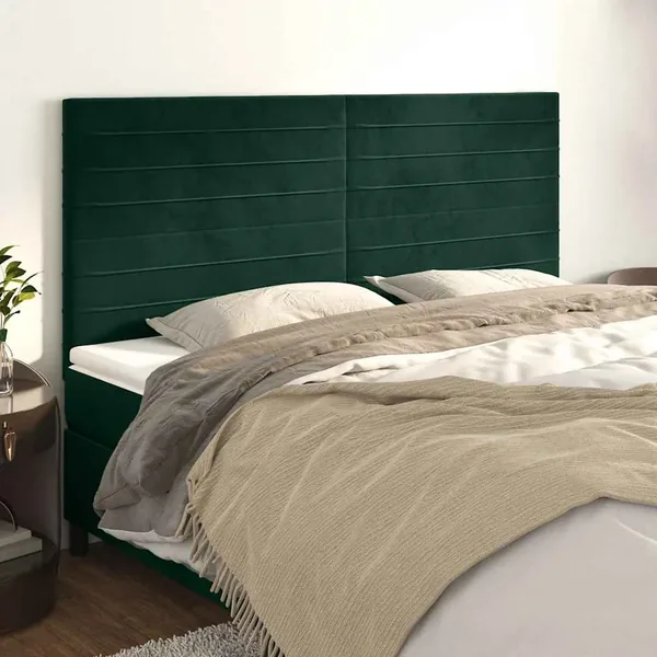 Tête de lit Vert foncé 200x5x118/128 cm Velours