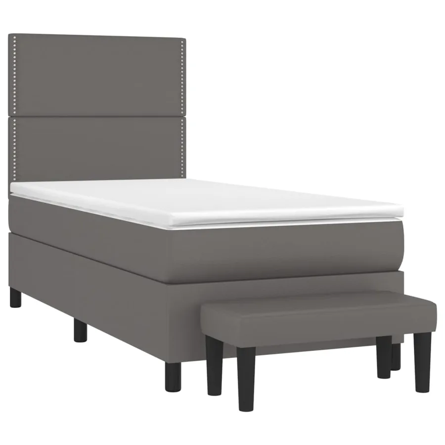 Sommier à lattes de lit avec matelas Gris 100x200 cm Similicuir - 3