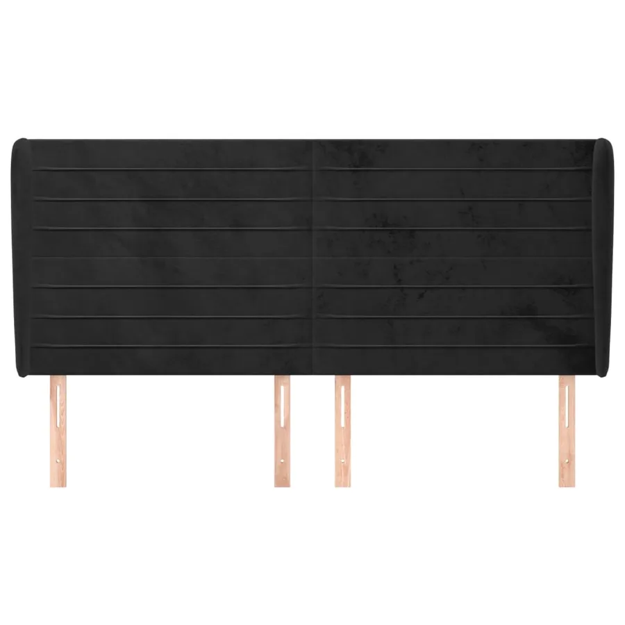 Tête de lit avec oreilles Noir 163x23x118/128 cm Velours - 3