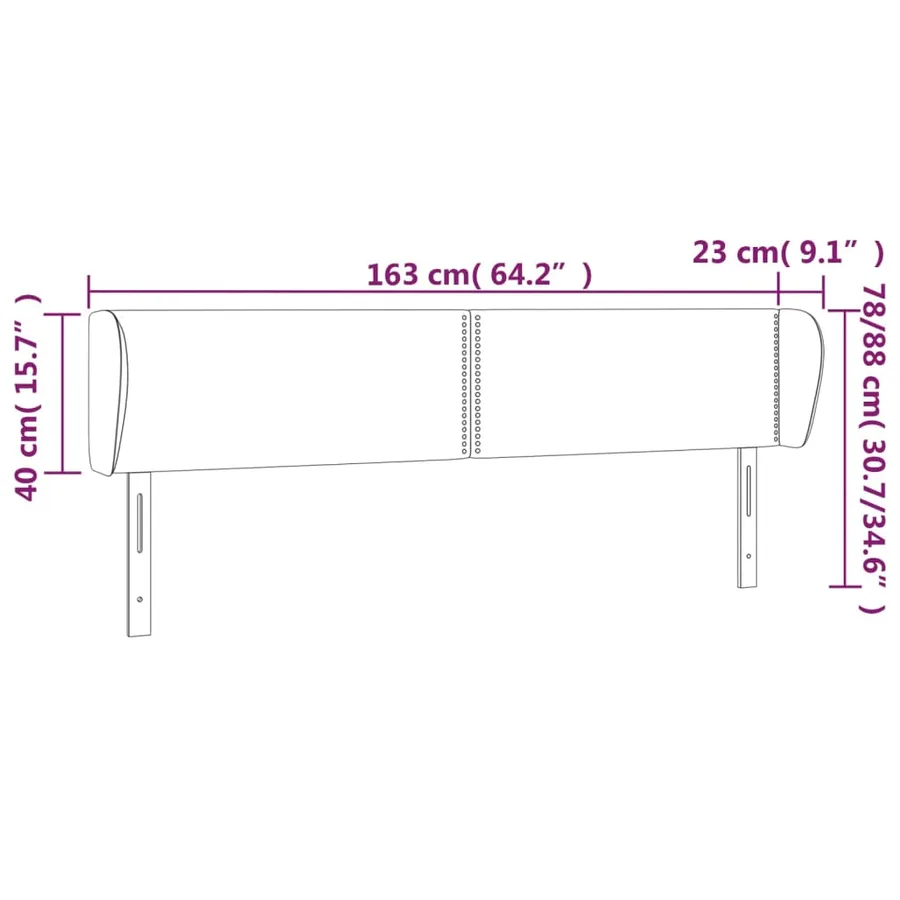 Tête de lit avec oreilles Rose 163x23x78/88 cm Velours - 9