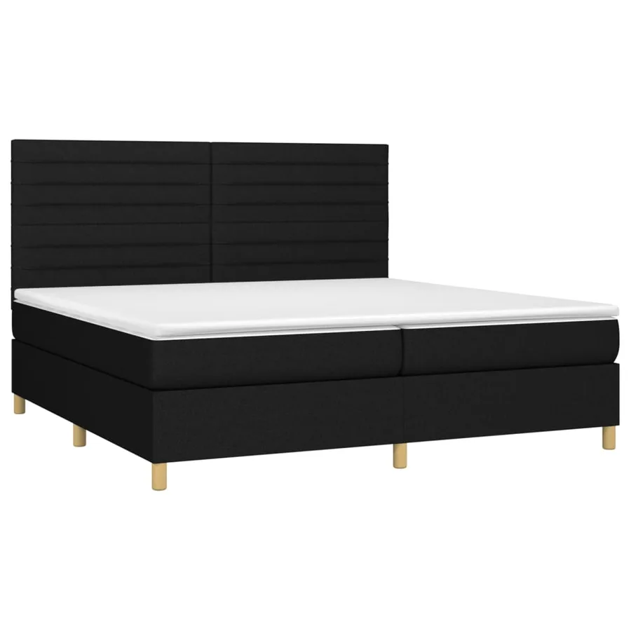 Sommier à lattes de lit avec matelas Noir 200x200 cm Tissu - 3