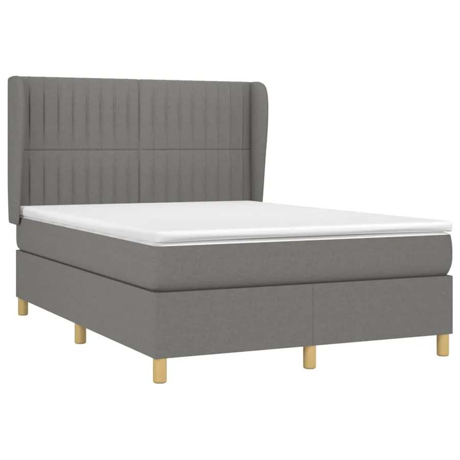 Sommier à lattes de lit avec matelas Gris foncé 140x200cm Tissu - 3
