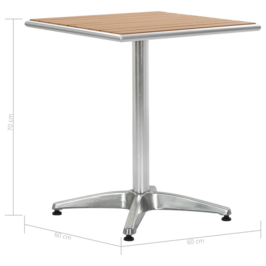 Table de jardin Argenté 60x60x70 cm Aluminium et WPC - 7