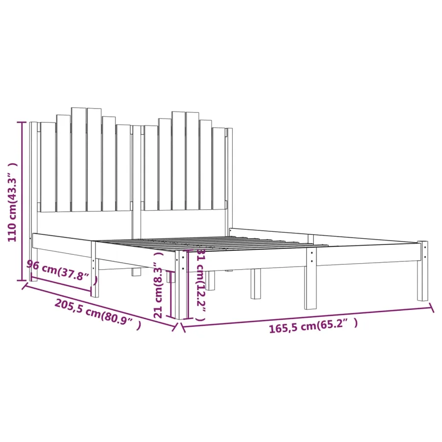 Cadre de lit Bois de pin massif 160x200 cm - 6