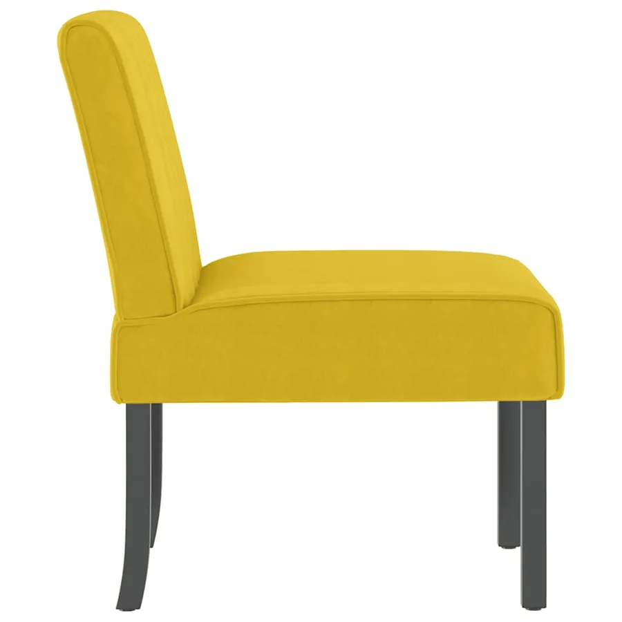 Fauteuil sans accoudoirs jaune velours - 4