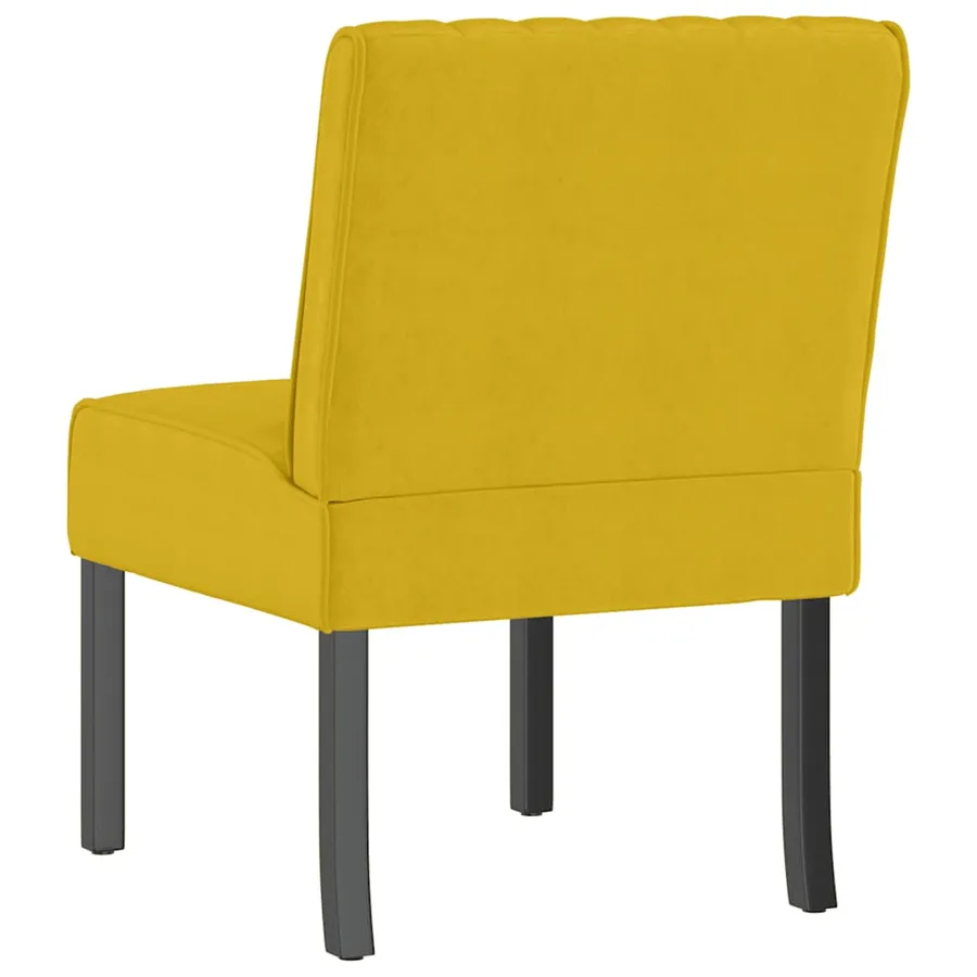 Fauteuil sans accoudoirs jaune velours - 5