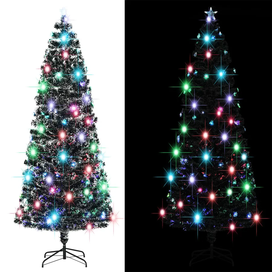 Arbre de Noël pré-éclairé vert et blanc 240 cm fibre optique