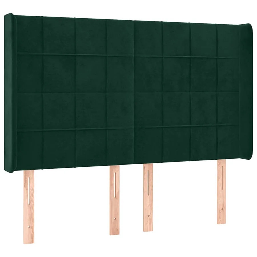 Tête de lit avec oreilles Vert foncé 147x16x118/128 cm Velours - 2