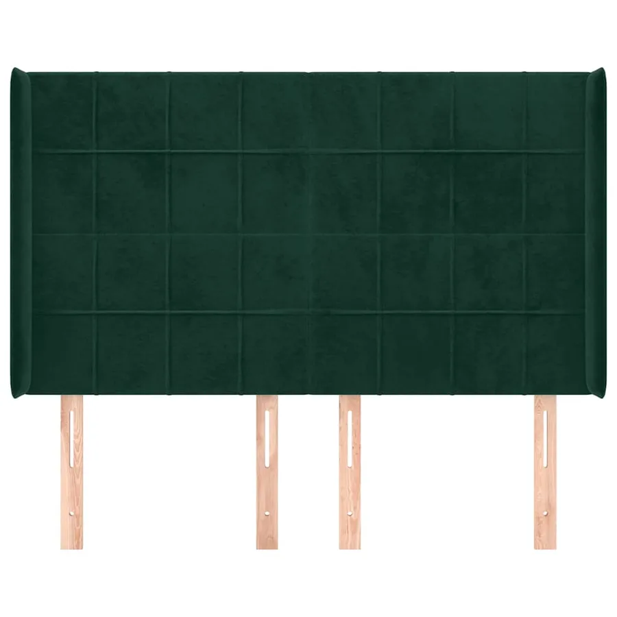 Tête de lit avec oreilles Vert foncé 147x16x118/128 cm Velours - 3