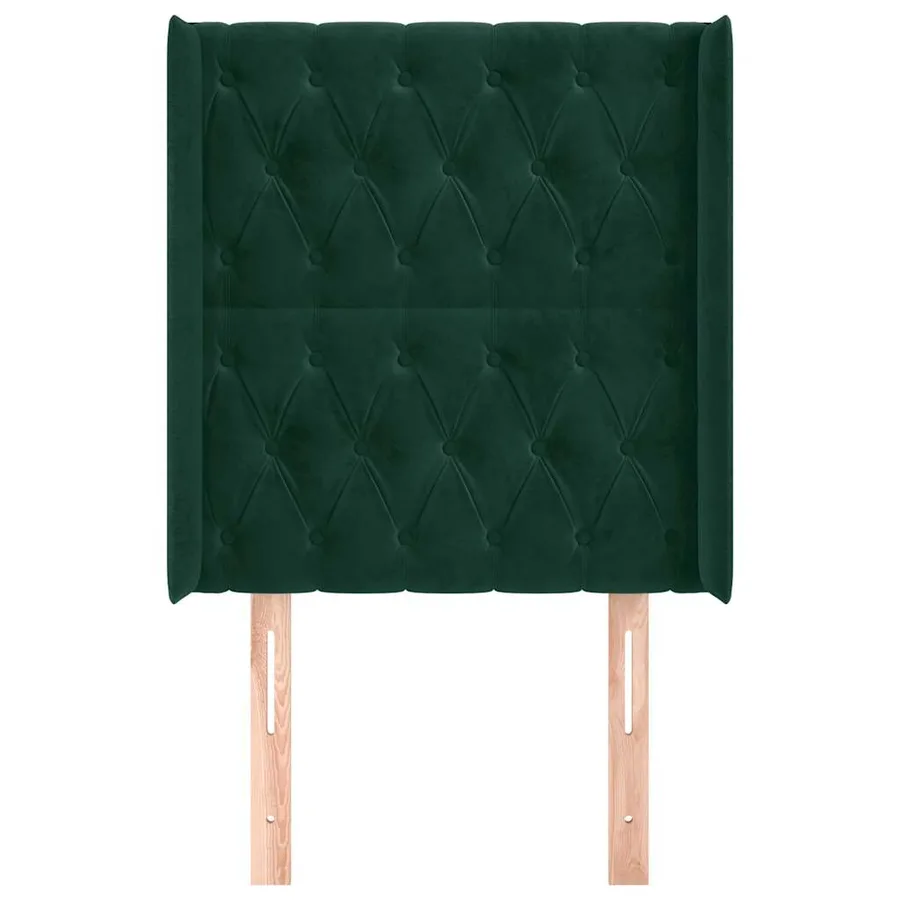 Tête de lit avec oreilles Vert foncé 83x16x118/128 cm Velours - 3