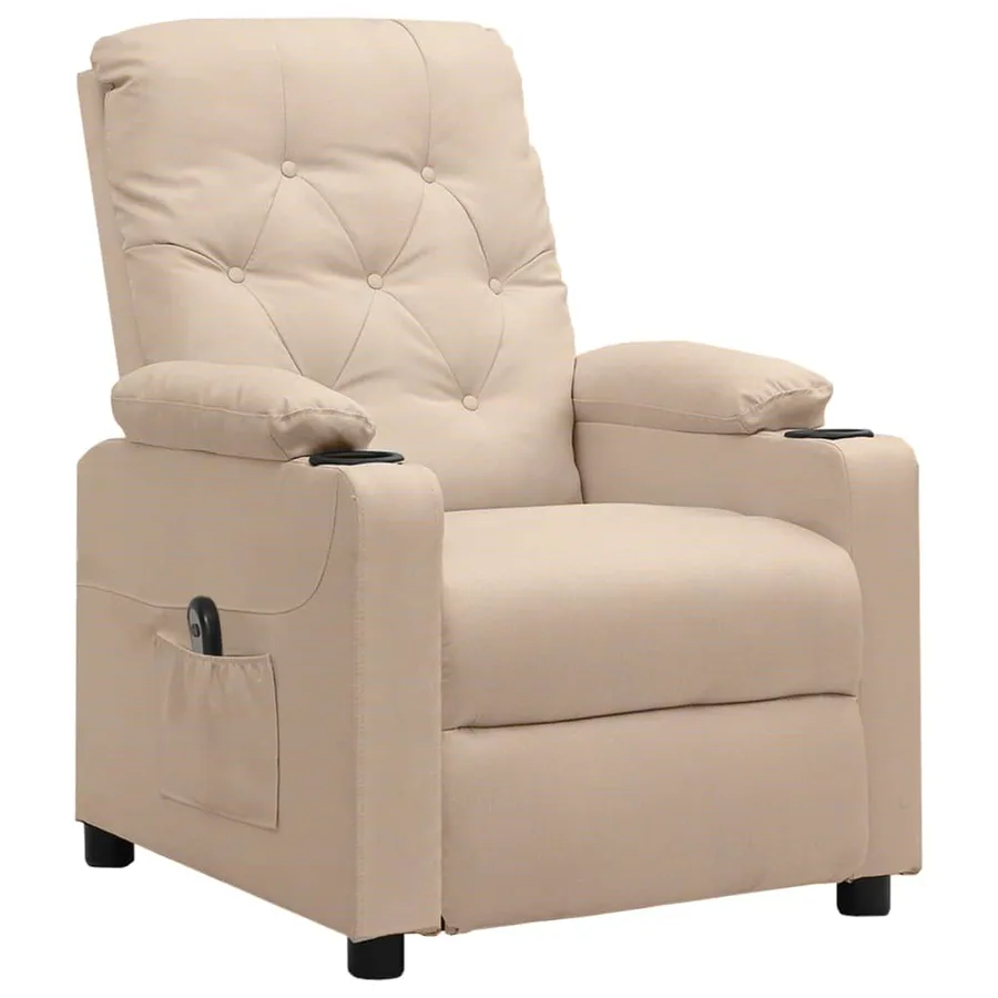 Fauteuil inclinable électrique Crème Tissu - 2