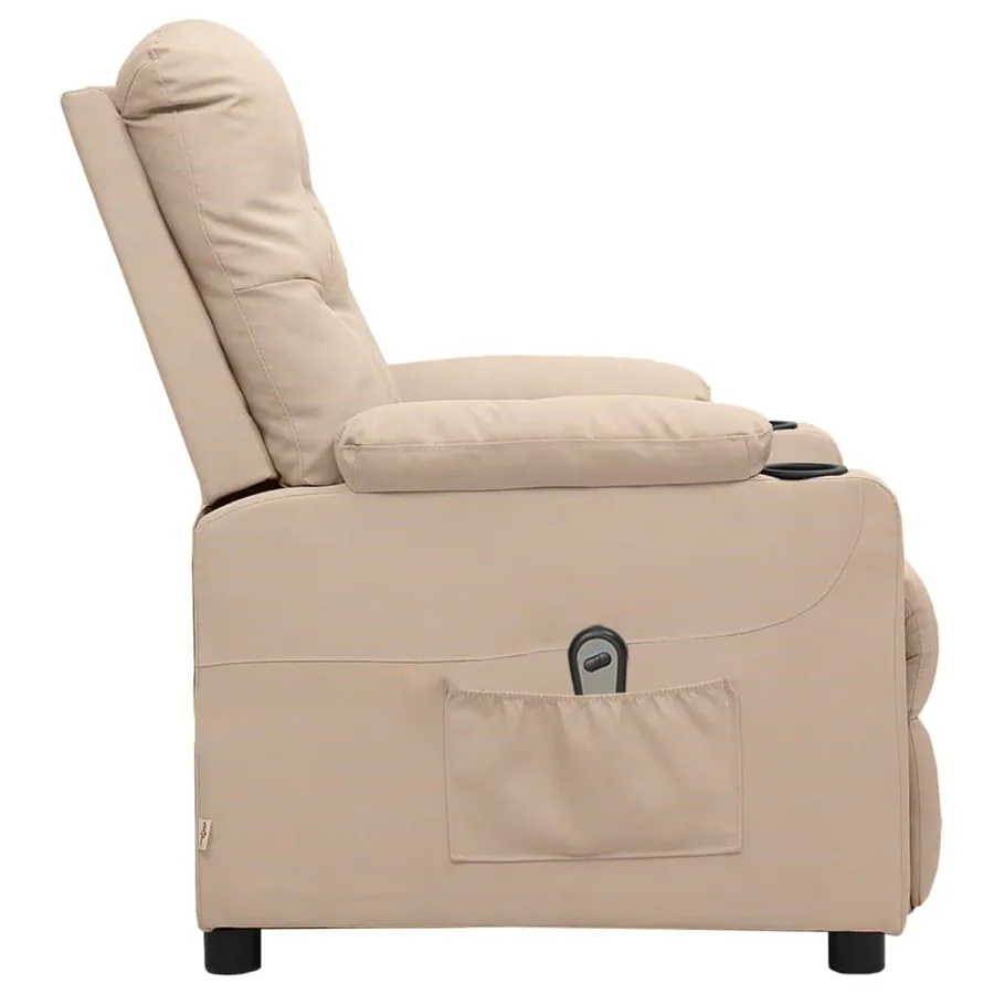 Fauteuil inclinable électrique Crème Tissu - 4