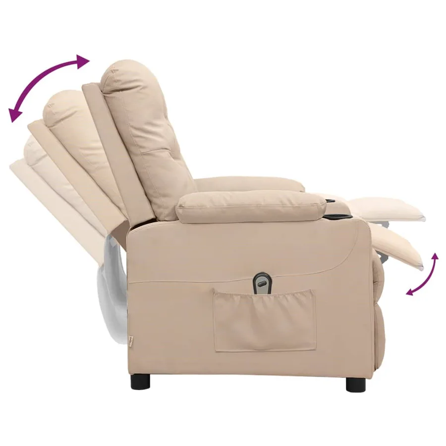 Fauteuil inclinable électrique Crème Tissu - 6