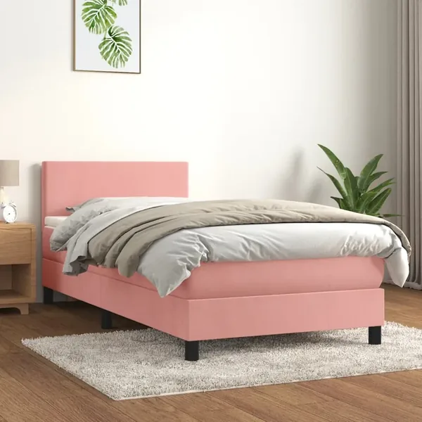 Sommier à lattes de lit avec matelas Rose 90x200 cm Velours