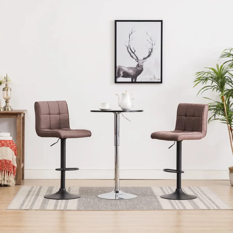 Tabourets de bar lot de 2 taupe tissu
