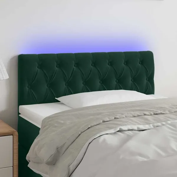 Tête de lit à LED Vert foncé 100x7x78/88 cm Velours