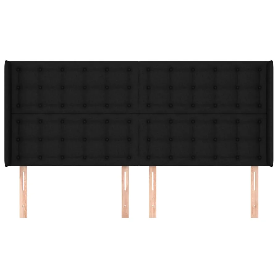 Tête de lit avec oreilles Noir 203x16x118/128 cm Tissu - 3