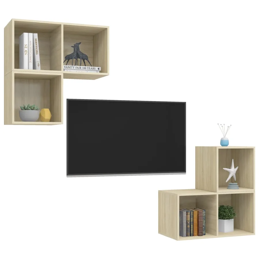 Ensemble de meubles TV 4 pcs Chêne sonoma Bois d'ingénierie - 3